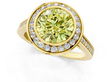 Yellow gold Fancy Yellow Round Cut Halo Bezel Diamond Pave Band Ring_1