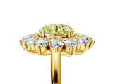 Yellow gold Fancy Yellow Round Cut Halo Cluster Diamond Ring with Pave Band and Four-Prong Setting_17