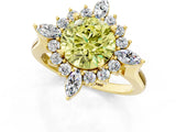 Yellow gold Fancy Yellow Round Cut Halo Diamond Cluster Ring with Marquise and Round Stones on a White Gold Band with Prong Setting_1