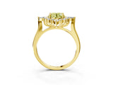 Yellow gold Fancy Yellow Round Cut Halo Diamond Cluster Ring with Marquise and Round Stones on a White Gold Band with Prong Setting_3