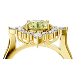 Yellow gold Fancy Yellow Round Cut Halo Diamond Cluster Ring with Marquise and Round Stones on a White Gold Band with Prong Setting_4