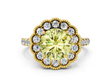 Yellow gold Fancy Yellow Round  Cut Halo Diamond Engagement Ring with Pavé Band and Four-Prong Setting_21