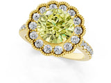 Yellow gold Fancy Yellow Round  Cut Halo Diamond Engagement Ring with Pavé Band and Four-Prong Setting_22