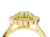 Yellow gold Fancy Yellow Round  Cut Halo Diamond Engagement Ring with Pavé Band and Four-Prong Setting_25