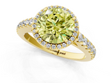 Yellow gold Fancy Yellow Round  Cut Halo Diamond Engagement Ring with Pave Band and Four-Prong Setting_1