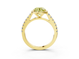 Yellow gold Fancy Yellow Round  Cut Halo Diamond Engagement Ring with Pave Band and Four-Prong Setting_3