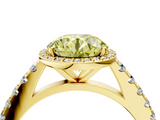 Yellow gold Fancy Yellow Round  Cut Halo Diamond Engagement Ring with Pave Band and Four-Prong Setting_4