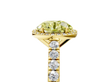 Yellow gold Fancy Yellow Round  Cut Halo Diamond Engagement Ring with Pave Band and Four-Prong Setting_5