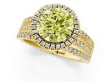 Yellow gold Fancy Yellow Round  Cut Halo Diamond Engagement Ring with Split Shank and Four-Prong Setting_1