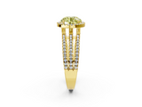 Yellow gold Fancy Yellow Round  Cut Halo Diamond Engagement Ring with Split Shank and Four-Prong Setting_2