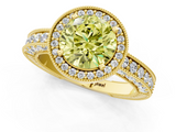 Yellow gold Fancy Yellow Round  Cut Halo Diamond Pave Band Ring with Four-Prong Setting_1