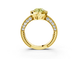 Yellow gold Fancy Yellow Round  Cut Halo Diamond Pave Band Ring with Four-Prong Setting_3