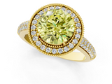 Yellow gold Fancy Yellow Round  Cut Halo Diamond Pave Band with Four-Prong Setting_1