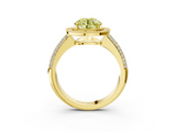 Yellow gold Fancy Yellow Round  Cut Halo Diamond Pave Band with Four-Prong Setting_3