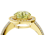 Yellow gold Fancy Yellow Round  Cut Halo Diamond Pave Band with Four-Prong Setting_4
