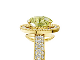 Yellow gold Fancy Yellow Round  Cut Halo Diamond Pave Band with Four-Prong Setting_5