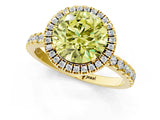 Yellow gold Fancy Yellow Round Cut Halo Diamond Pave Band with Prong Setting_1