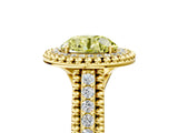 Yellow gold Fancy Yellow Round Cut Halo Diamond Ring with Beaded Split Shank and Four-Prong Setting_5