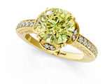Yellow gold Fancy Yellow Round  Cut Halo Diamond Ring with Channel Set Band and Four-Prong Setting_30