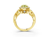 Yellow gold Fancy Yellow Round Cut Halo Diamond Ring with Milgrain and Bezel Accents on a Split Shank Band_15