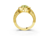 Yellow gold Fancy Yellow Round  Cut Halo Diamond Ring with Pavé Band and Four-Prong Setting_32