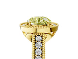 Yellow gold Fancy Yellow Round  Cut Halo Diamond Ring with Pavé Band and Four-Prong Setting_34