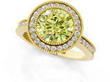 Yellow gold Fancy Yellow Round  Cut Halo Diamond Ring with Pavé Band and Milgrain Prong Setting_33