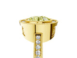 Yellow gold Fancy Yellow Round  Cut Halo Diamond Ring with Pavé Band and Milgrain Prong Setting_37