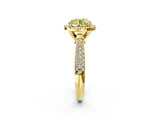 Yellow gold Fancy Yellow Round Cut Halo Diamond Ring with Pavé Band_2