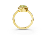 Yellow gold Fancy Yellow Round  Cut Halo Diamond Ring with Pave Band and Four-Prong Setting_3