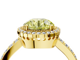 Yellow gold Fancy Yellow Round  Cut Halo Diamond Ring with Pave Band and Four-Prong Setting_4