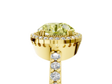 Yellow gold Fancy Yellow Round  Cut Halo Diamond Ring with Pave Band and Four-Prong Setting_5