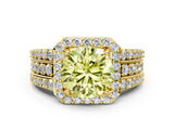 Yellow gold Fancy Yellow Round Cut Halo Diamond Ring with Split Shank and Four-Prong Setting_25