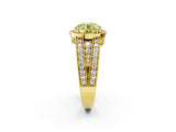 Yellow gold Fancy Yellow Round Cut Halo Diamond Split Shank Ring with Prong Setting_2