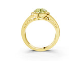 Yellow gold Fancy Yellow Round Cut Halo Diamond Split Shank Ring with Prong Setting_3