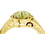 Yellow gold Fancy Yellow Round Cut Halo Diamond Split Shank Ring with Prong Setting_4