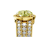 Yellow gold Fancy Yellow Round Cut Halo Diamond Split Shank Ring with Prong Setting_5