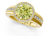 Yellow gold Fancy Yellow Round  Cut Halo Pave Band Four-Prong Ring_30