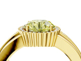 Yellow gold Fancy Yellow Round  Cut Halo Pave Band Four-Prong Ring_33