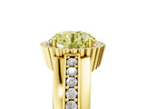 Yellow gold Fancy Yellow Round  Cut Halo Pave Band Four-Prong Ring_34