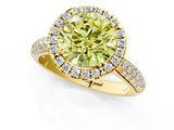 Yellow gold Fancy Yellow Round  Cut Halo Pave Band Four-Prong Setting Ring_1