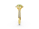 Yellow gold Fancy Yellow Round  Cut Halo Pave Band Four-Prong Setting Ring_2