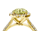 Yellow gold Fancy Yellow Round  Cut Halo Pave Band Four-Prong Setting Ring_4