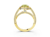 Yellow gold Fancy Yellow Round  Cut Halo Pave Split Shank Prong Setting Ring_36