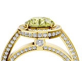 Yellow gold Fancy Yellow Round  Cut Halo Pave Split Shank Prong Setting Ring_37