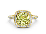 Yellow gold Fancy Yellow Round Cut Halo Round Diamond Pavé Band with Four-Prong Setting_3