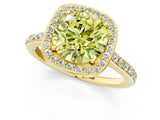 Yellow gold Fancy Yellow Round Cut Halo Round Diamond Pavé Band with Four-Prong Setting_4