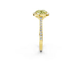 Yellow gold Fancy Yellow Round Cut Halo Round Diamond Pavé Band with Four-Prong Setting_5
