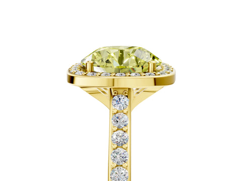 Yellow gold Fancy Yellow Round Cut Halo Round Diamond Pavé Band with Four-Prong Setting_8