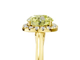 Yellow gold Fancy Yellow Round Cut Halo Round Diamond Solitaire Ring with Pavé Band and Four-Prong Setting_5